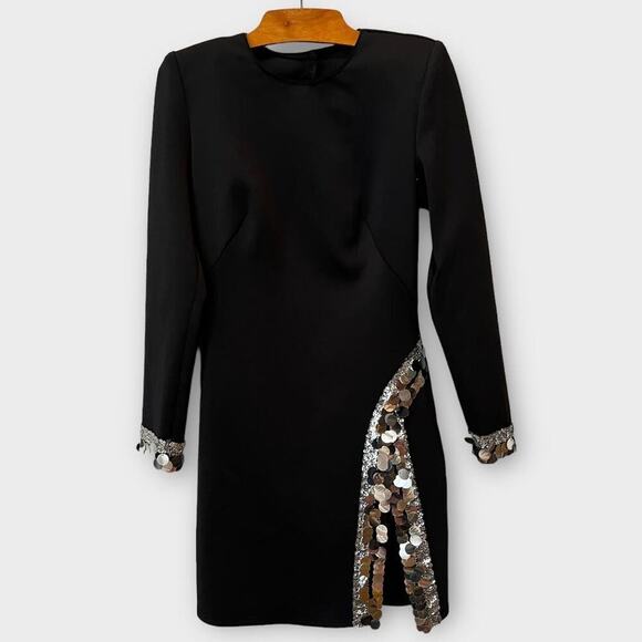SHO by Tadashi Shoji Sequin Detail Long Sleeve Cocktail Dress Size Small - Picture 5 of 11